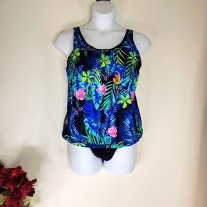 Tropical Print Tankini Top and Bottom